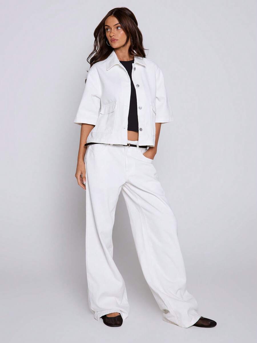 MUSERA Low Rise Straight Leg Pocketed Denim Jeans With Belt Loops Only Spring Summer