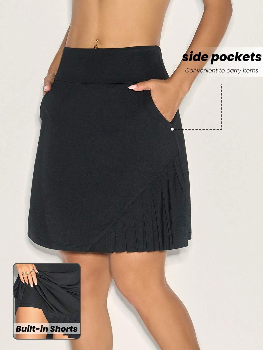SHEIN Sport Studio Lässiger einfarbiger plissierter Sport-Rock-Shorts
