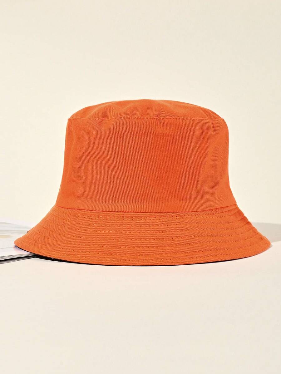 Reversible Solid Color Bucket Hat, Suitable For Daily Wear