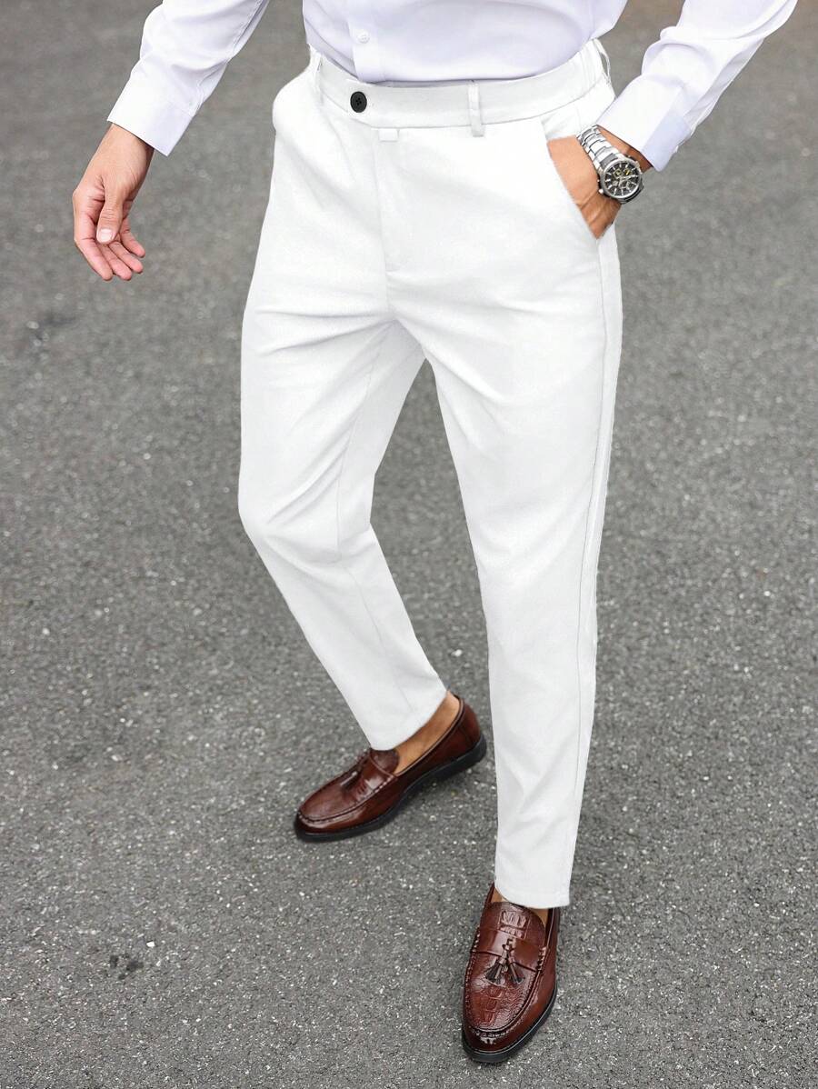 Manfinity Mode Plain Suit Pants For Men, Suitable For Commuting, Leisure And Business Travel,Suitable For New Year Holidays, Gift For Boyfriend