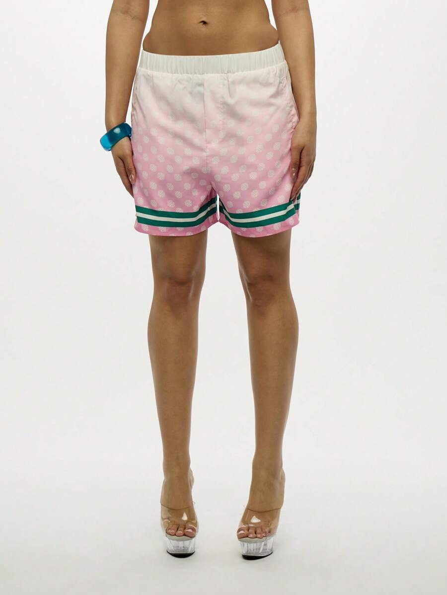 SUMWON WOMEN Pantaloncini sportivi con stampa digitale sfumata, stile boxer, abbigliamento sportivo premium, per spiaggia, estate casual, corsa, piscina, leggero e traspirante