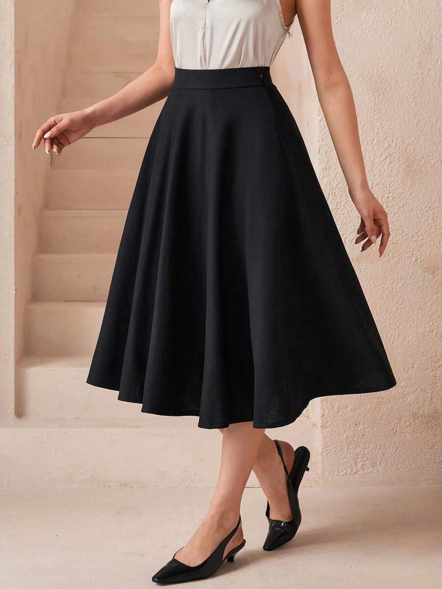 CLARA VERO Falda elegante plisada de unicolor para la oficina para mujer