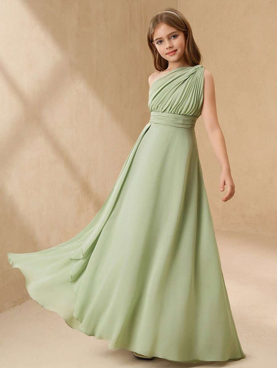SHEIN Tween-Mädchen Elegantes Blumenkleid aus Tüll für Hochzeitsfeiern mit Schal, Prinzessinnen-Ballkleid für Teenager