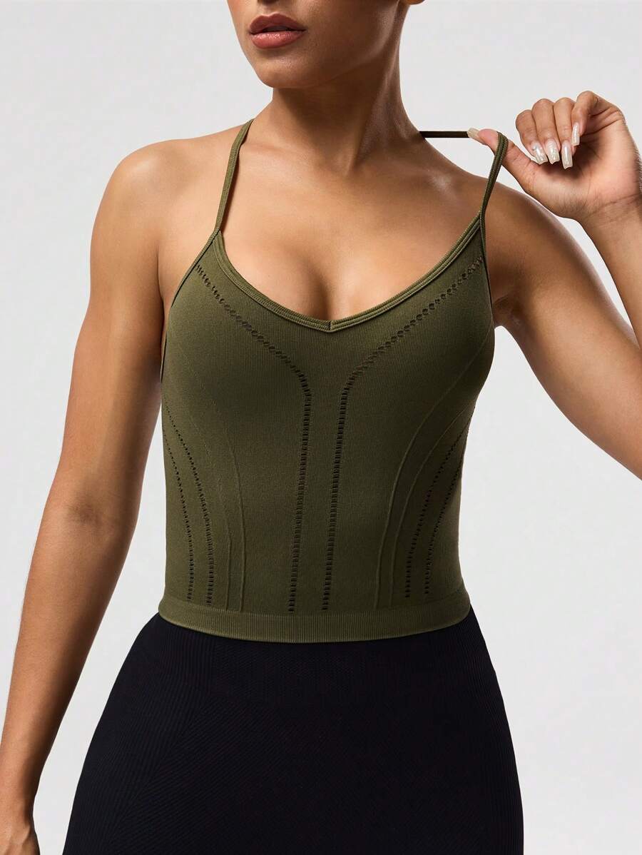Seamluxe SHEIN Sport Women Solid Color Seamless Racerback Sports Top