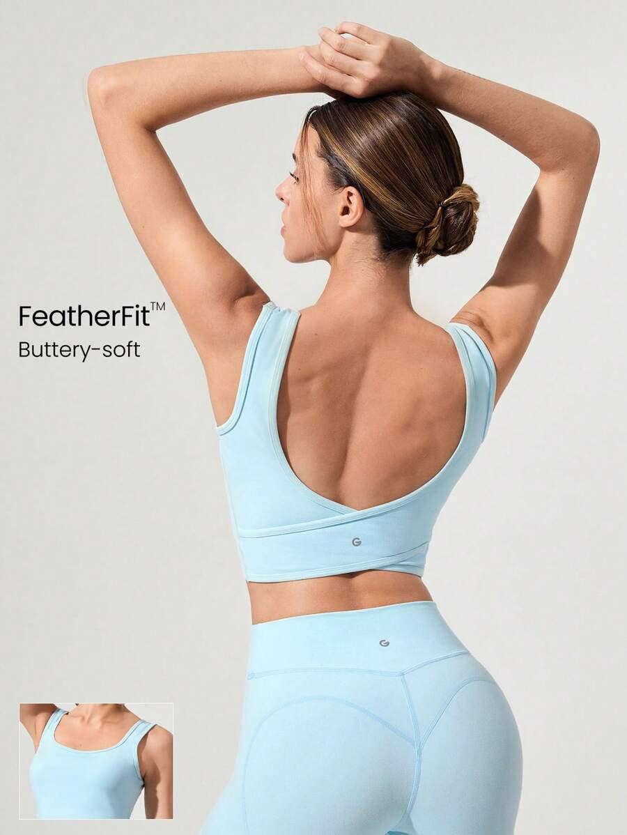 GLOWMODE FeatherFit™ U Back Cutout Active Crossover Tank Top Light Support Low Impact Yoga Daily