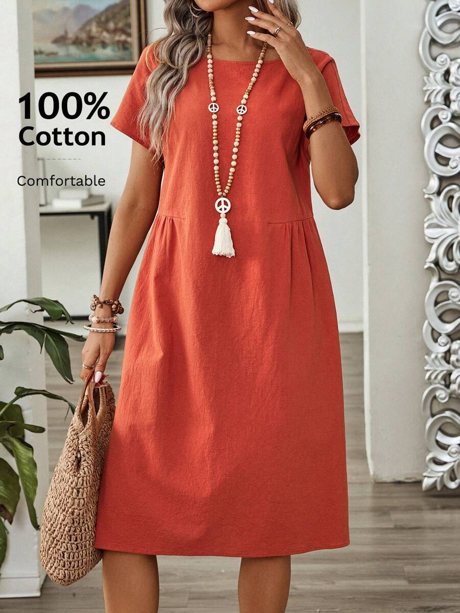 EMERY ROSE Vestido de cuello redondo casual de verano para mujer