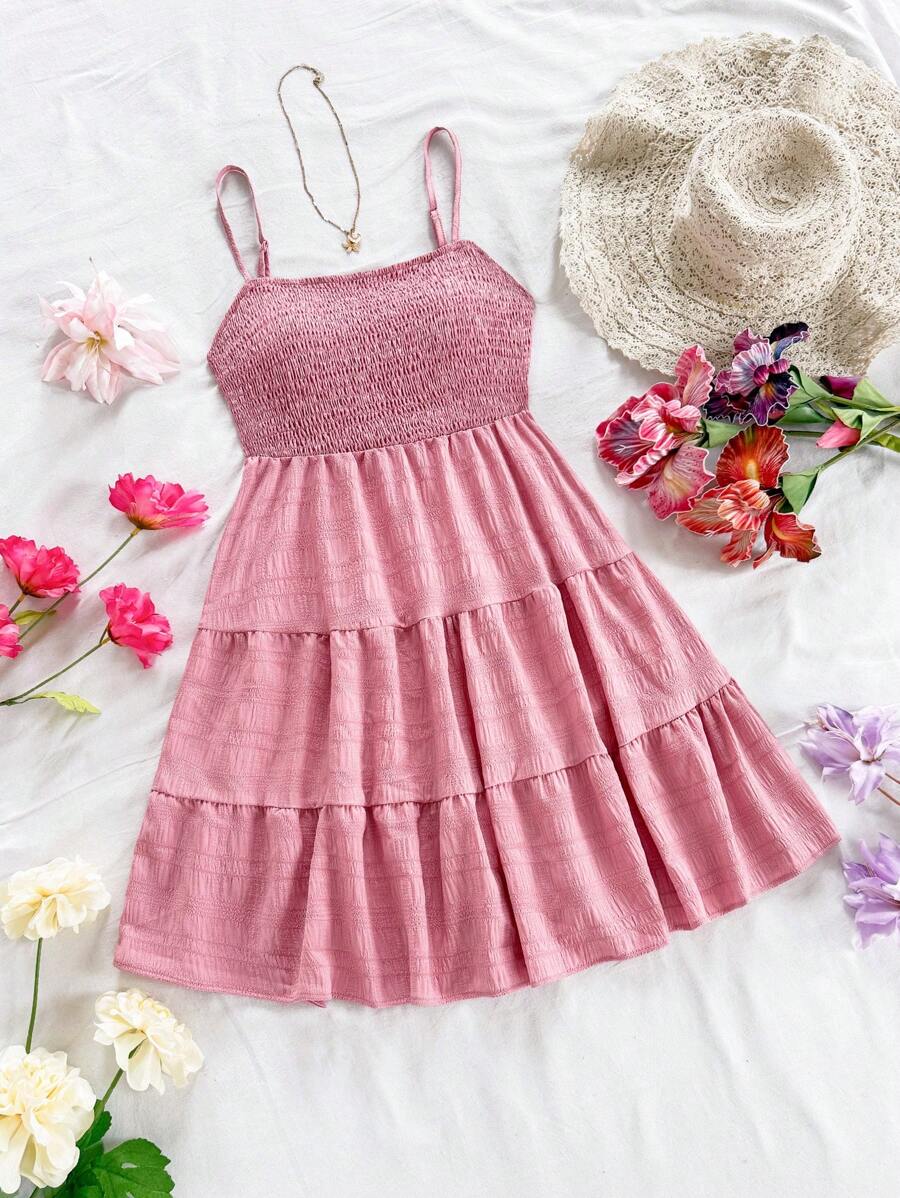 Soleia Solid Ruffle Hem Cami Dress