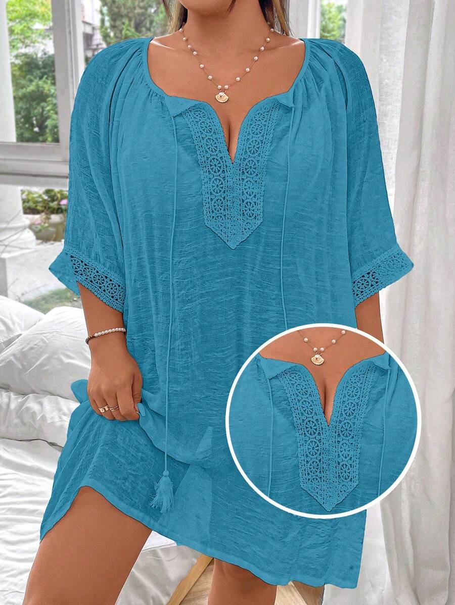 Swim Lushoire 1 pezzo Copricostume taglia curvy, monocolore, con laccetti, comodo e morbido