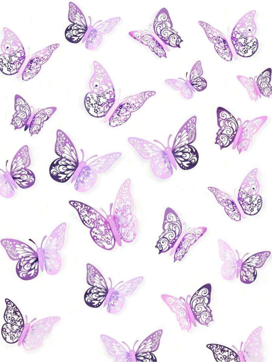 SHEIN 12/24/36pcs 3D Butterfly Wall Decor, Butterfly Decorations, 3 Sizes 3 Styles Removable Butterfly Wall Stickers For Birthday Party, Cake Decorating, Room Decor