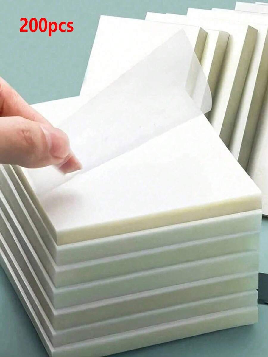 SHEIN 4 paquetes (200 hojas) de notas adhesivas transparentes, blocs de notas autoadhesivas con lengüeta, fáciles de usar como marcador para volver al colegio