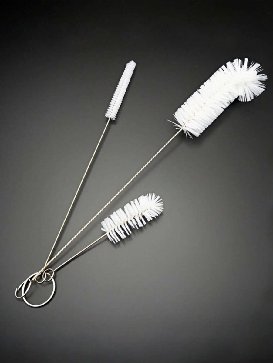 3Pcs/Set Stainless Steel And Nylon Kitchen Cleaning Bottle Brushes, Soft Handled Multi-Function Bottle Brushes For Cleaning Pipes, Straws, Decanters, Spouts, Keyboards, Tubes And More, Kitchen, Bathroom, Home, Housewares, Christmas Items