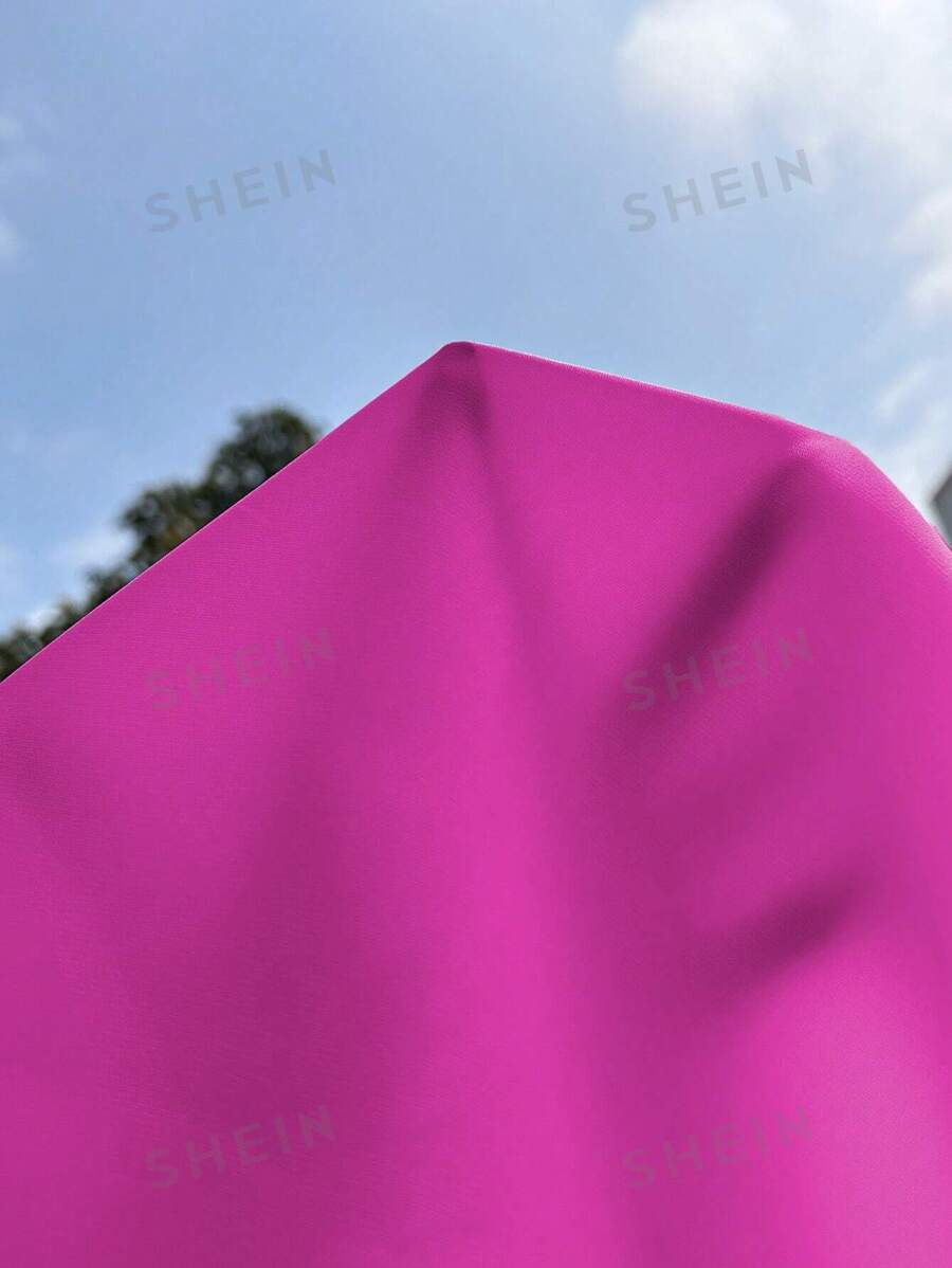 SHEIN LUNE Blusa unicolor de cuello asimétrico manga tulipán