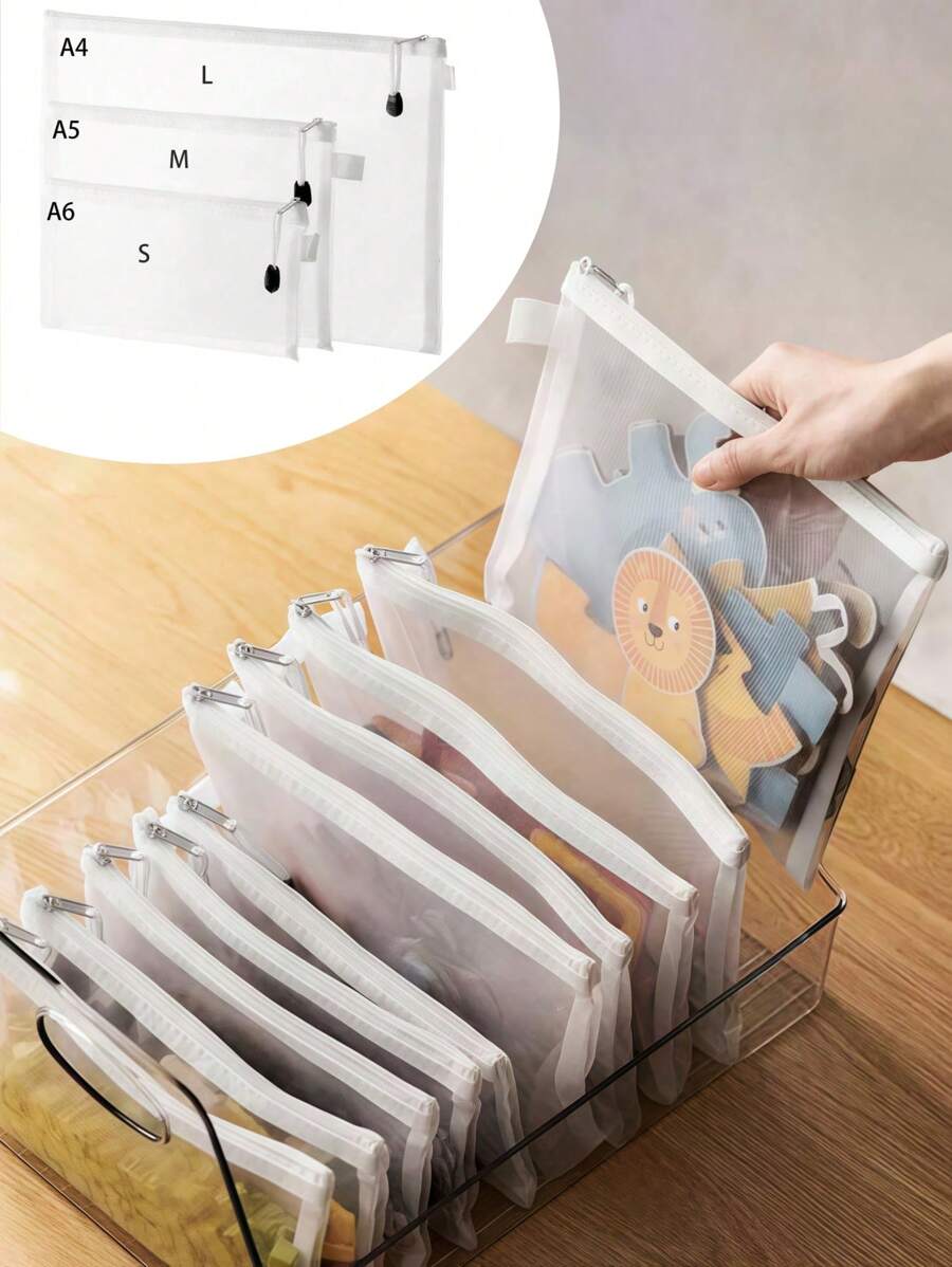 1/5 Stücke transparente Aktentaschen in drei Größen, A4/A5/A6 Aktentaschen Set, Reißverschluss Aktentaschen, multifunktionale transparente Mesh Aufbewahrungstasche für Dokumente, Zertifikate, Pässe, Malfarben, Stifte, transparente Federtasche, weiße Mesh Make-up Tasche, Puzzle Spielzeug Sortier Tasche, geeignet für Büro, Schule, Zuhause, Reisen