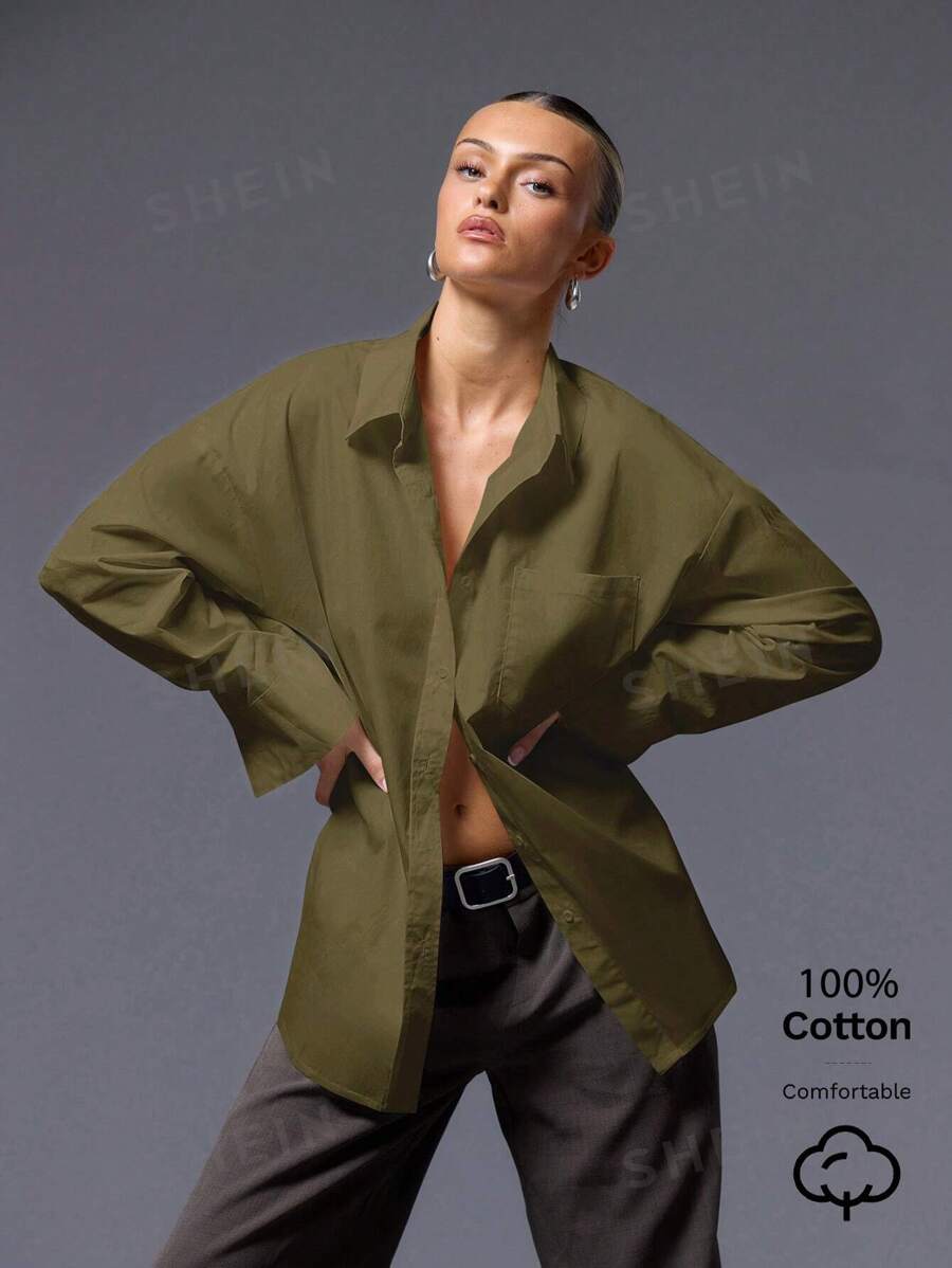 MUSERA Camisa grande con botones estilo "old money" para vacaciones de primavera, aeropuerto, vacaciones en la playa