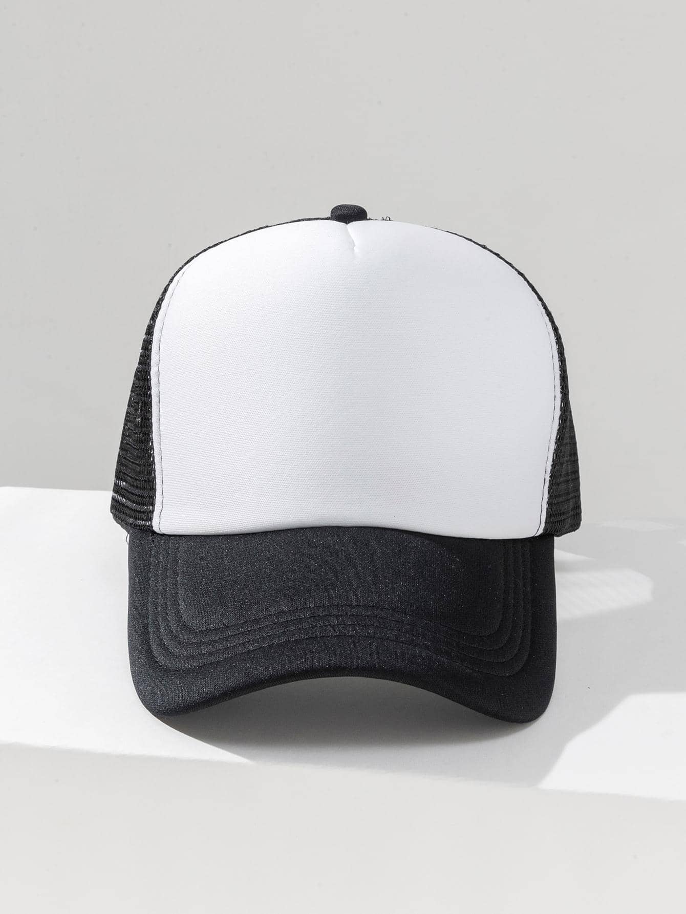 1pc dames spons en mesh kleurenblok ademende baseballpet met uitgehold ontwerp