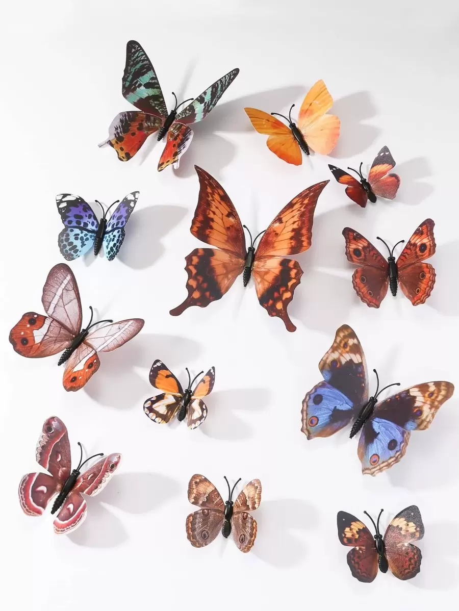 12 pièces Autocollants de papillon 3D multicouches créatifs en PVC pour la maison, décoration romantique pour l'intérieur et l'extérieur, idéal pour les fêtes de jardin, les gâteaux, les murs, les réfrigérateurs et les fenêtres. Décoration DIY, décoration murale en 3D autocollante créative de papillon pour la maison, la salle de bain, la décoration de la chambre pour les vacances et les festivals, embellir et rehausser le bonheur, autocollants muraux, décalcomanies murales, décalcomanies en vinyle pour la décoration de la maison, articles de décoration de printemps pour rafraîchir votre maison, autocollants de décoration de branche, décoration scolaire, surprise scolaire, décoration de dortoir, retour à l'école, fournitures scolaires