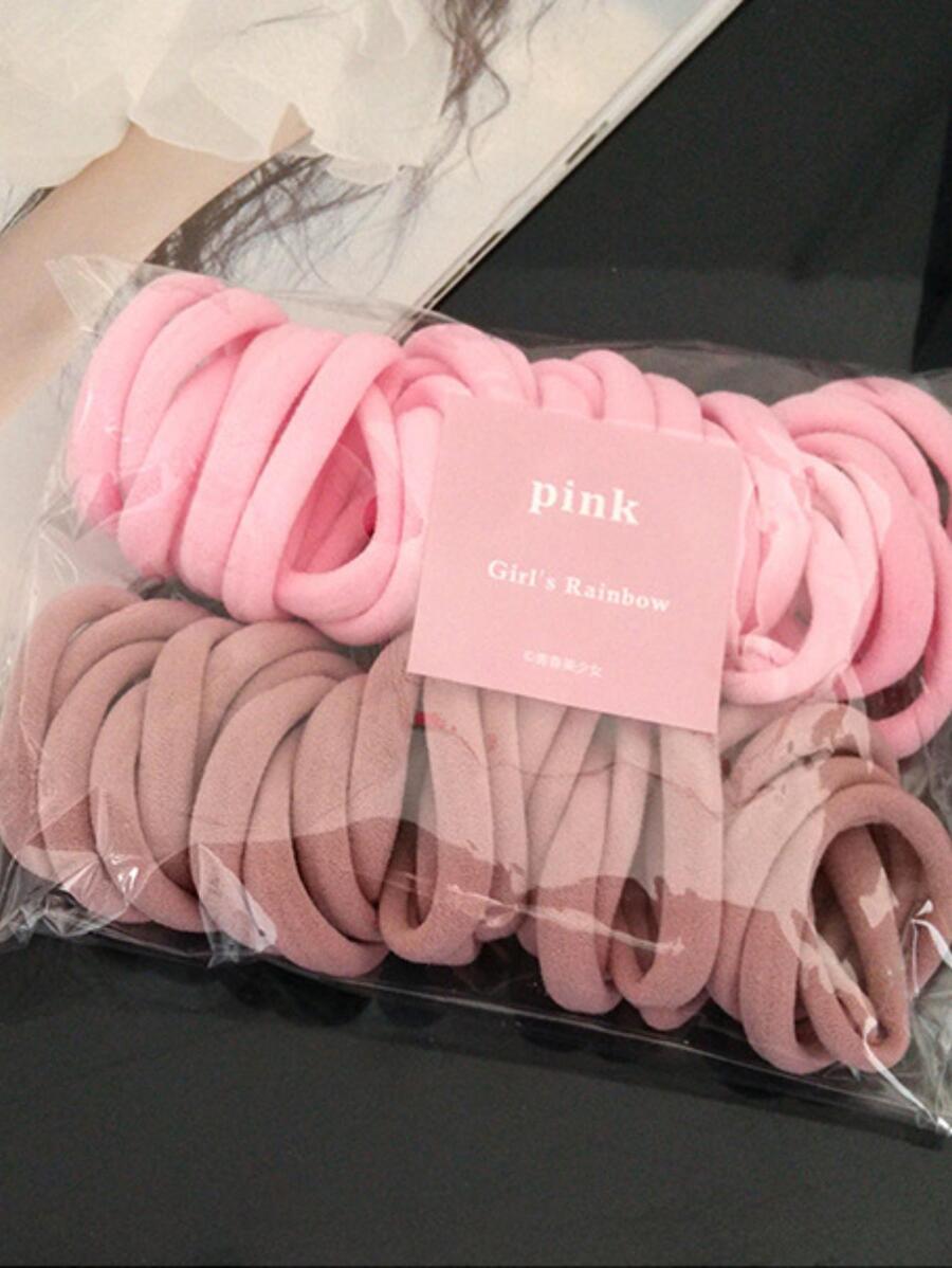 50 pièces Élastique pour cheveux unicolore décontracté pour femme, pour la vie quotidienne, accessoires roses, supports de queue de cheval, élastiques à cheveux, chouchous, corde à cheveux, élastique à cheveux