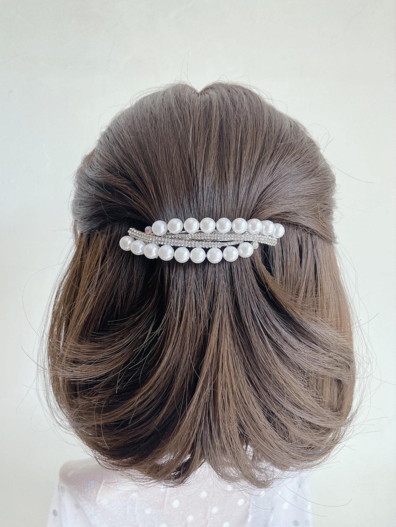 1 pinza francesa decorativa para el cabello de mujer con perlas falsas y adorno de rhinestones, elegante tiara con pinzas de garras para decoración del cabello