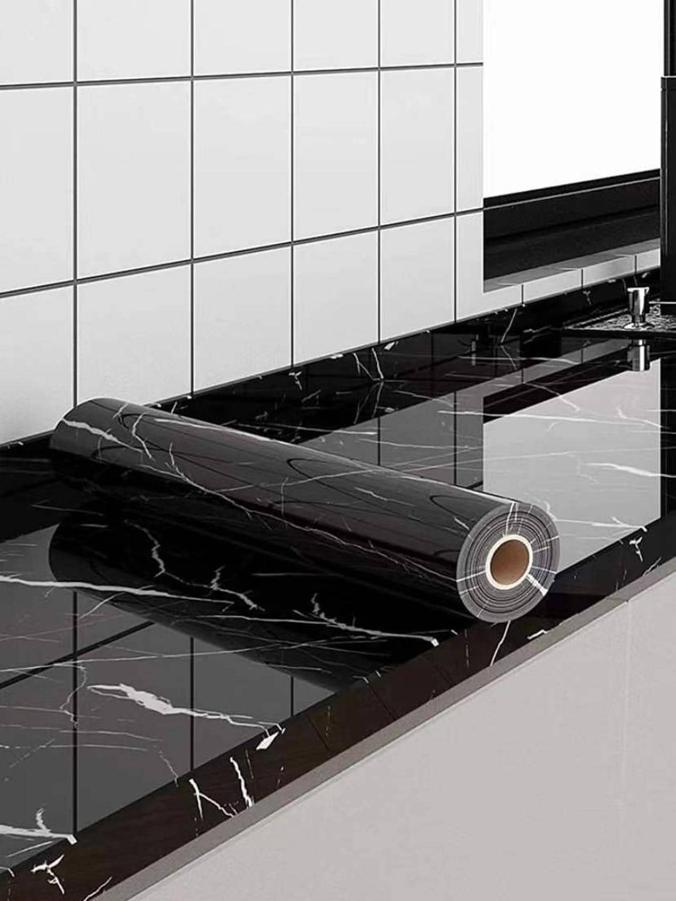 1roll Marble Pattern Waterproof Self-Adhesive Kitchen Sticker, Stickers, Wall Decal, Vinly Decal For Home Decorations, Spring Decoration Items Refresh Your Home, Festival Decoration Stickers Gifts Birthday Graduation