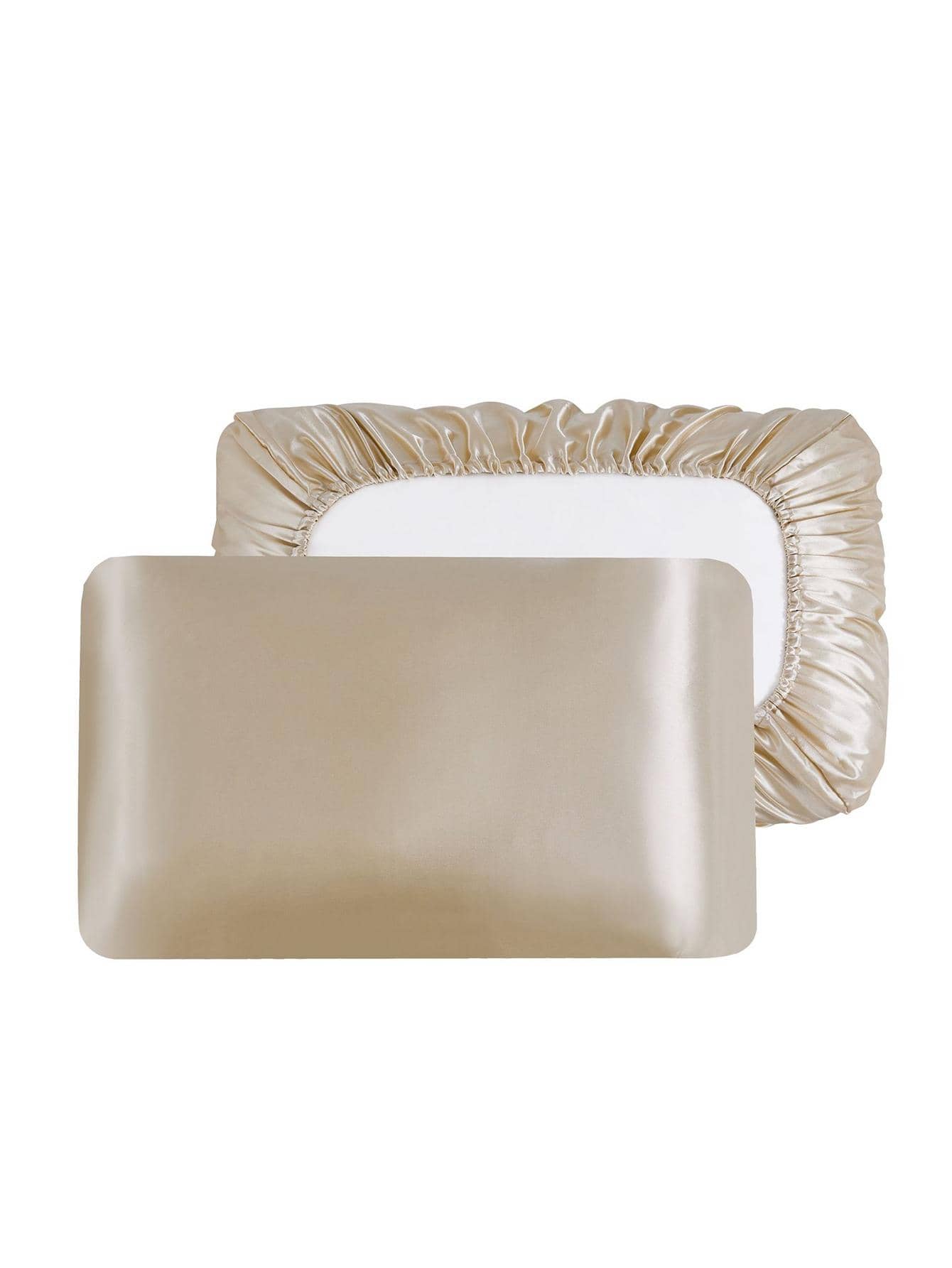 1pair Champagne Pillowcase Without Filler, Minimalist Satin Pillow Cover For Bed