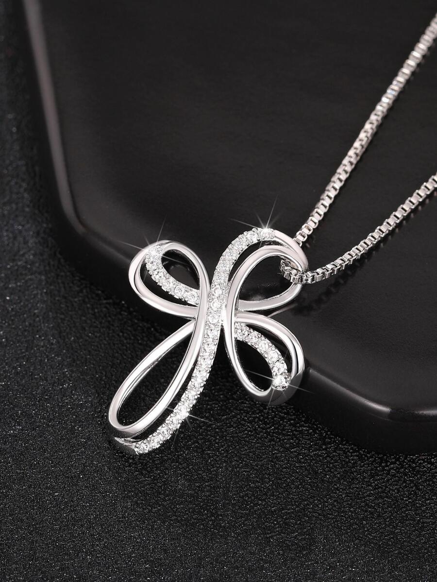 1 pieza Collar exquisito zirconia cúbica adorno colgante Cruz para mujeres para fiesta
