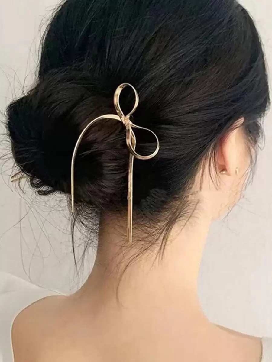 1pc Women Bow Decor Exquisite Hair Pin For Hair Decoration Street Valentine's Day,Hair Accessories,Hairpin Hair Bun Hair Bun Maker Bun Hair Piece Hair Styling Pins