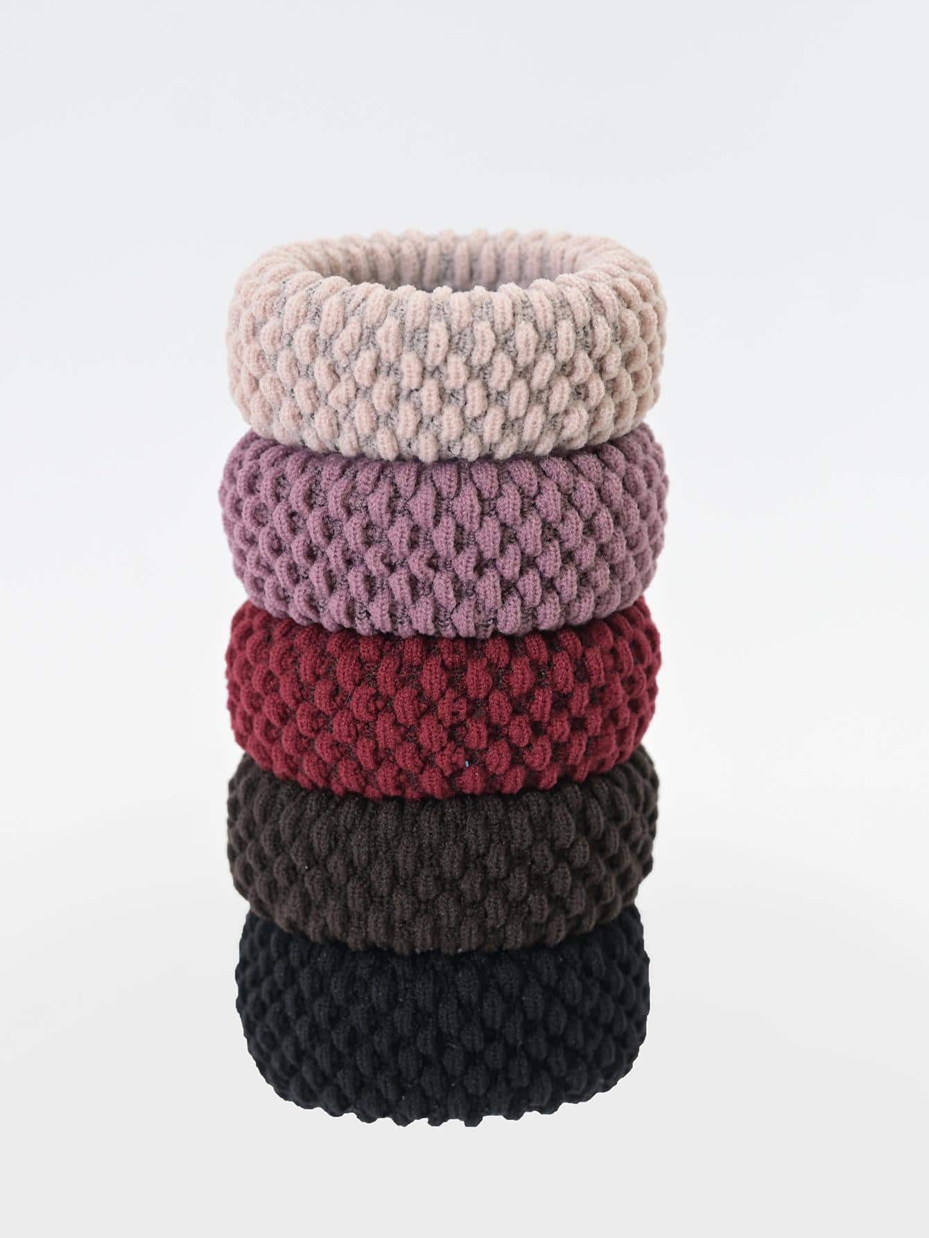 5pcs Women Solid Casual Hair Tie For Daily Life,Dopamine Ponytail Holders Hair Elastics Hair Rubber Bands Scrunchies Hair Rope Elastic Hair Tie