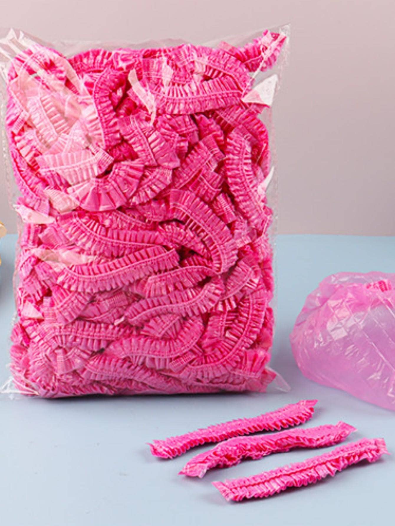 100 stuks transparante wegwerpdouchekapjes, eenvoudige PE-douchekapjes voor badkamer, badkamerdecoratie, zomer