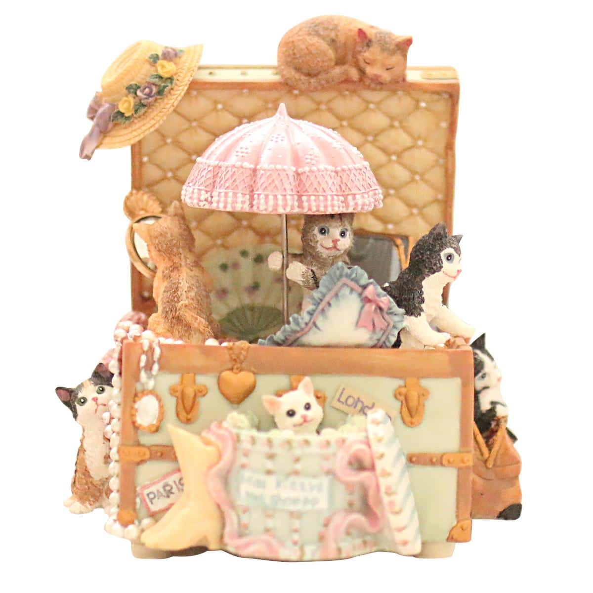 LOVE FOR YOU Gift Wrapped Music Box Cat Lovers Treasure Chest Musical Decorations for Baby Girls Sister Daughter Granddaughter Mom Grandma Women Friends Female Anniversary Birthday