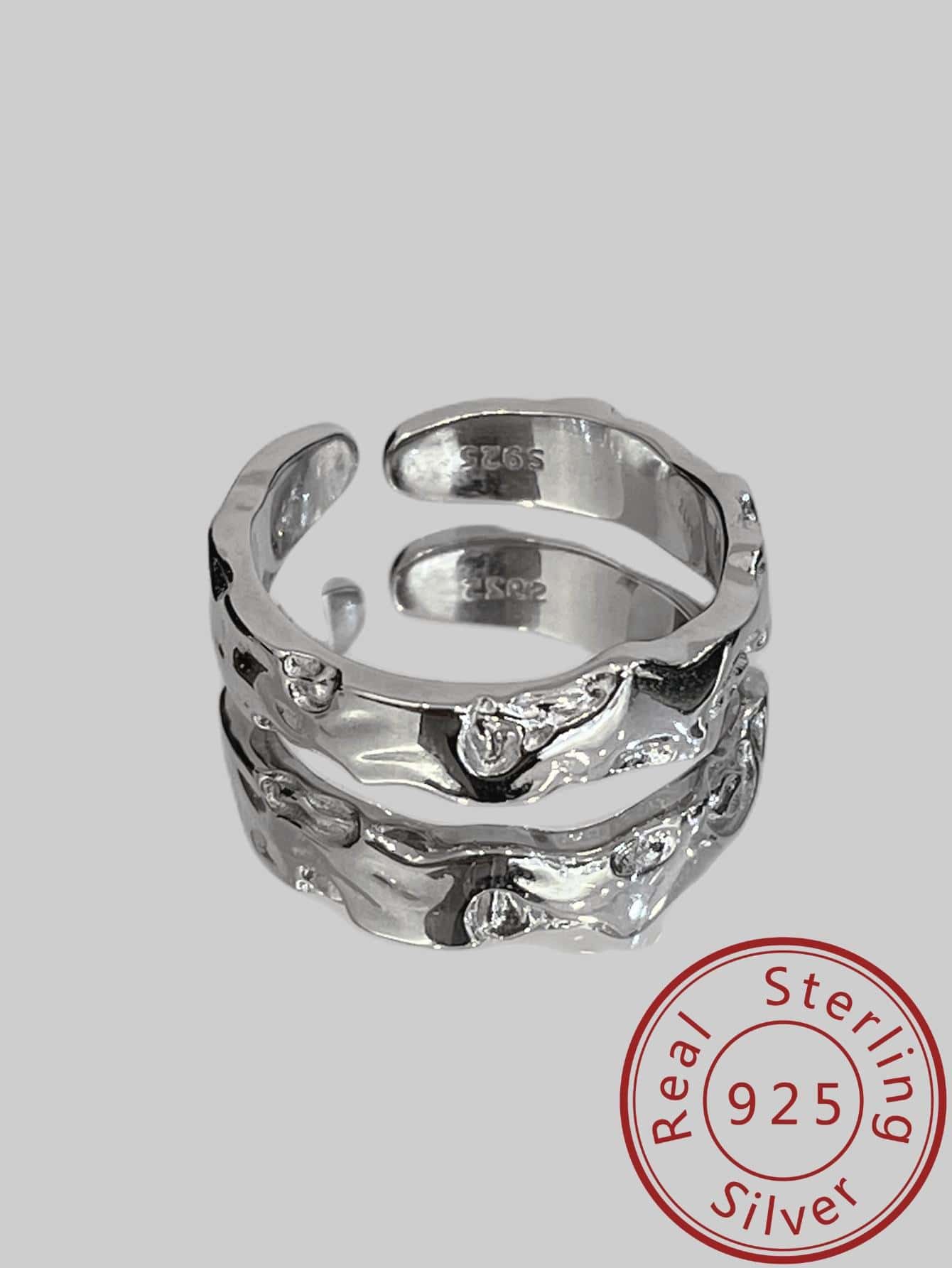 1 pieza Anillo de brazalete asimétrico de plata de moda para hombres y mujeres para decoración diaria