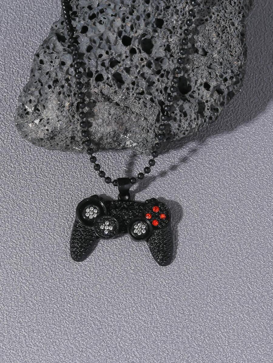 1 pièce À La Mode En Alliage De Zinc Avec Strass Manette De Jeu Collier Avec Pendentif Pour Homme Pour Décoration Quotidienne , Pour Bijou Cadeau Et Fête