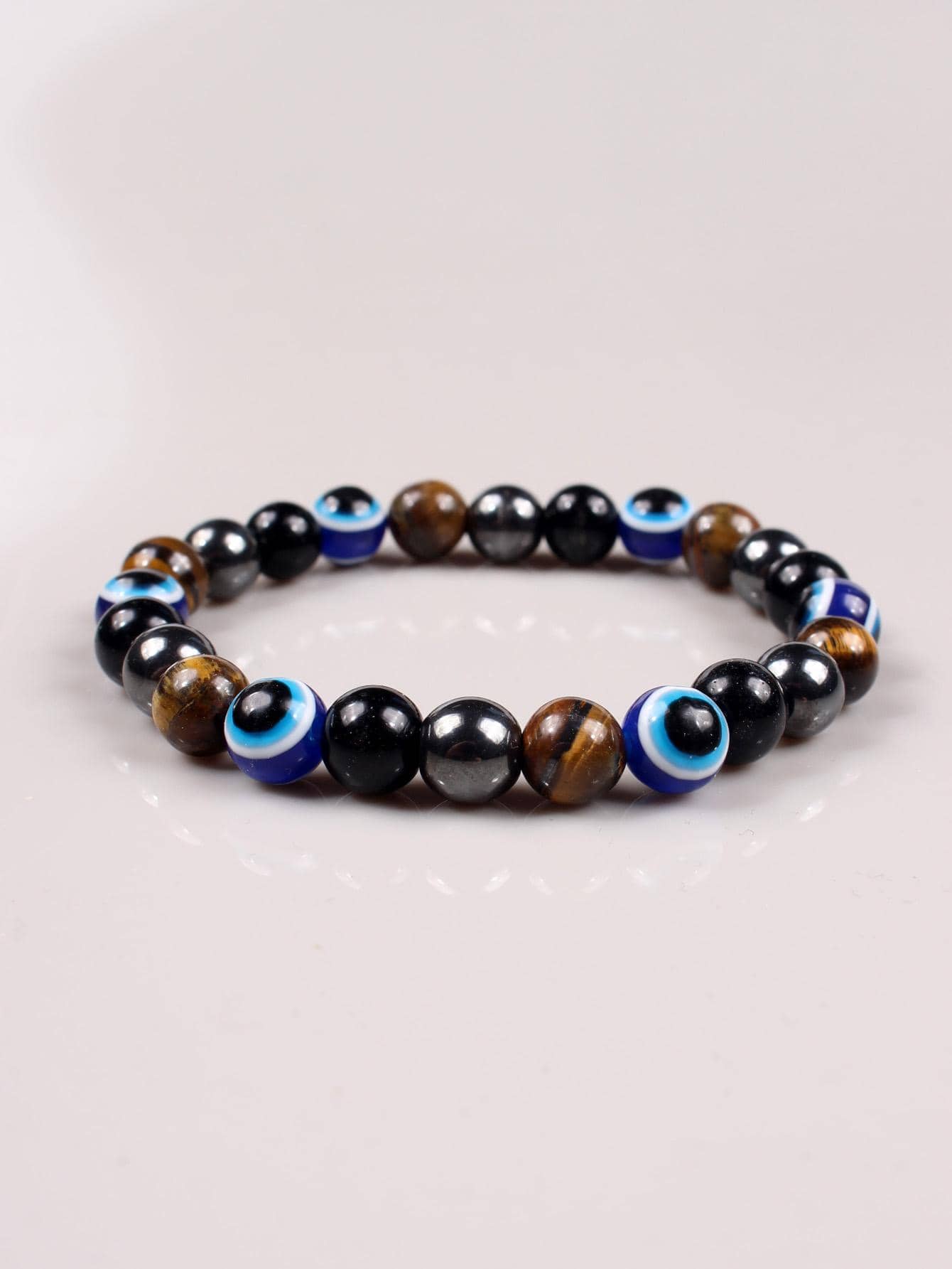 1 pulsera de triple protección para hombre con mal de ojo y piedra de ojo de tigre y cuentas de hematita, para regalo de joyería y fiesta