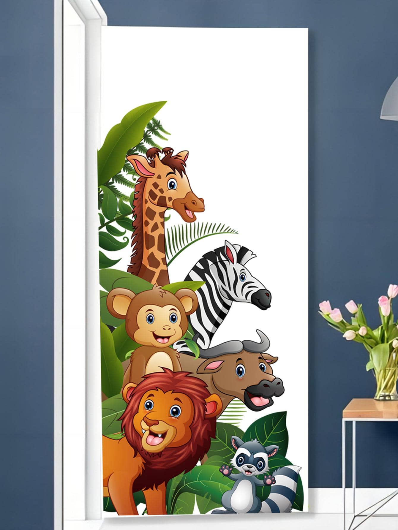 2 piezas Pegatinas de pared con patrón de animales de dibujos animados, pegatinas, vinilos decorativos para decoración del hogar, artículos decorativos para la primavera que refrescan su hogar, pegatinas decorativas para ramas