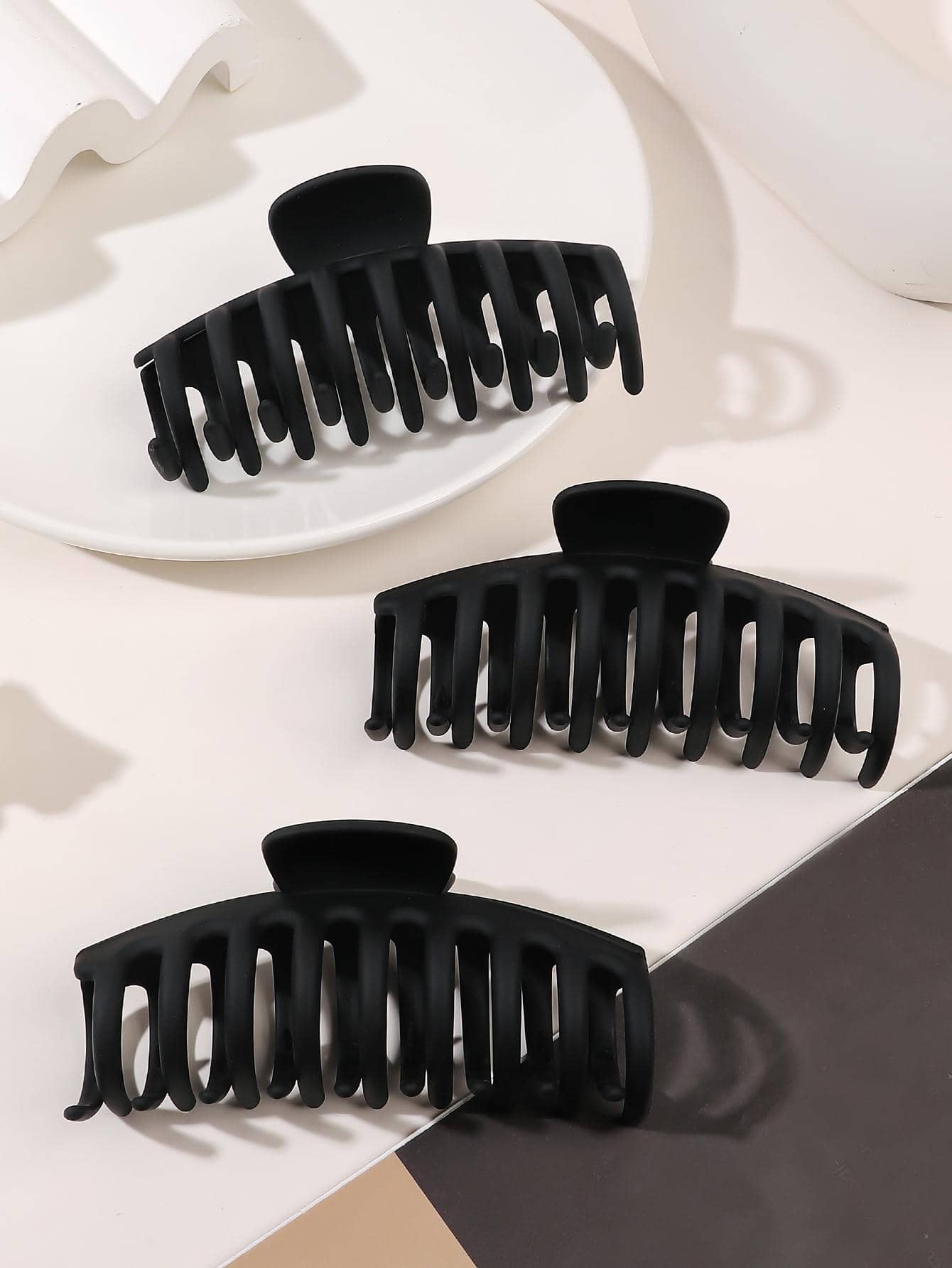 3pcs Women Solid Claw Design Casual Hair Claw For Daily Life,Hair Accessories,Claw Clips,Hair Jaw Clip,Hair Clutch