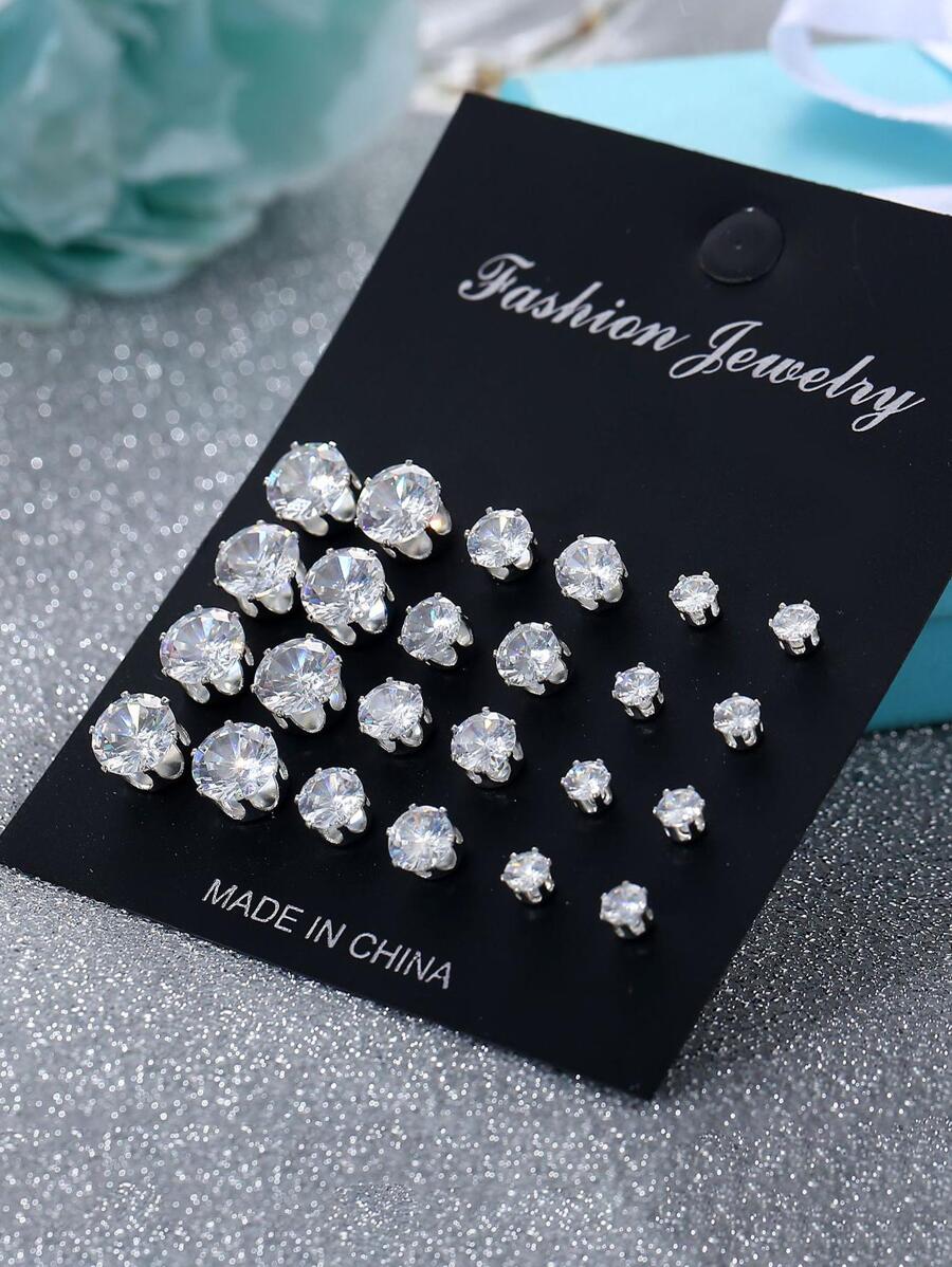 24 peças/conjunto Brincos de orelha moda vidro decoração de strass para mulheres para presente de namoro