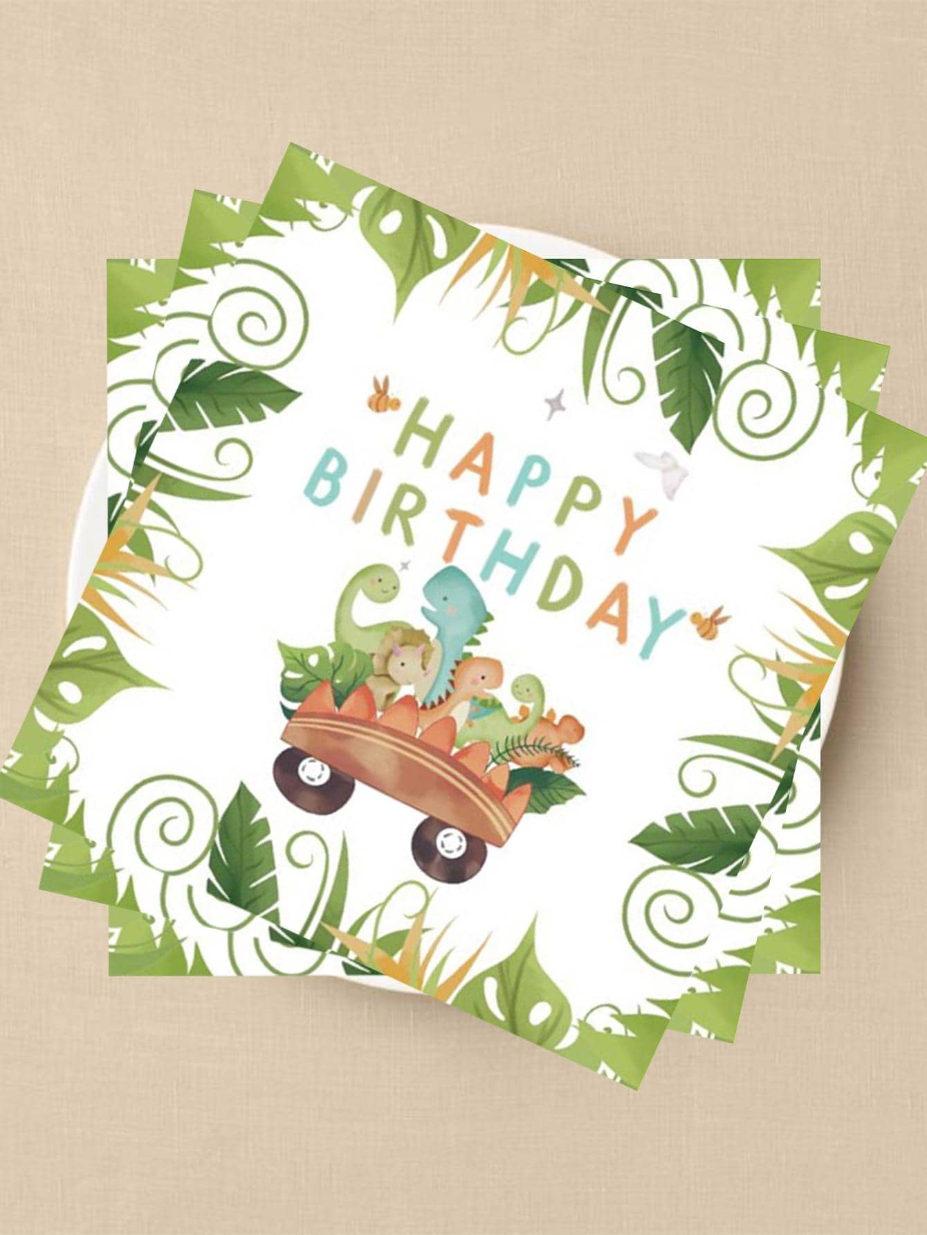 16pcs Cartoon Dinosaur & Slogan Graphic Disposable Napkin, Modern Paper Dinner Napkin For Birthday Party,Christmas
