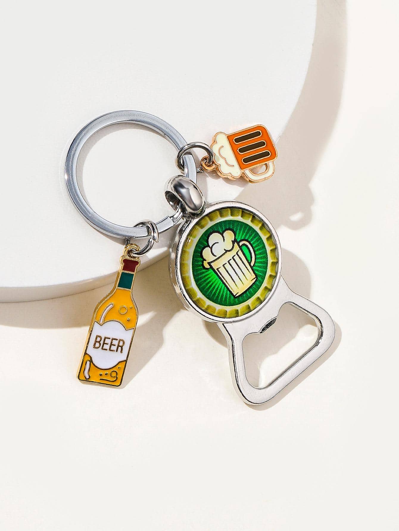 Cute 1pc Men Beer Bottle & Opener Charm Creative Keychain For Key Decoration Car Accessories Bag Charm School