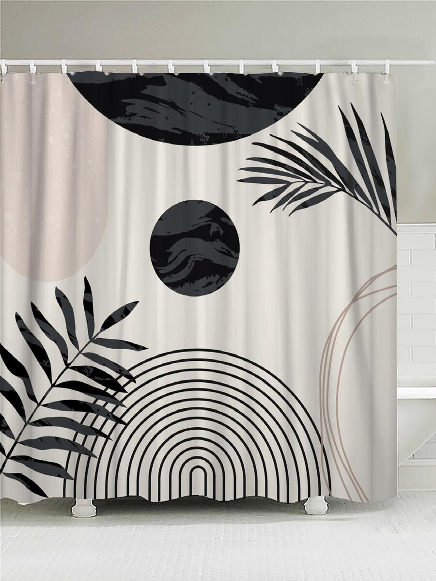 1pc Plant Pattern Shower Curtain, Modern Polyester Waterproof Shower Curtain For Bathroom Home Bathroom Decor Fall Decor Bathroom Accessories Back To School