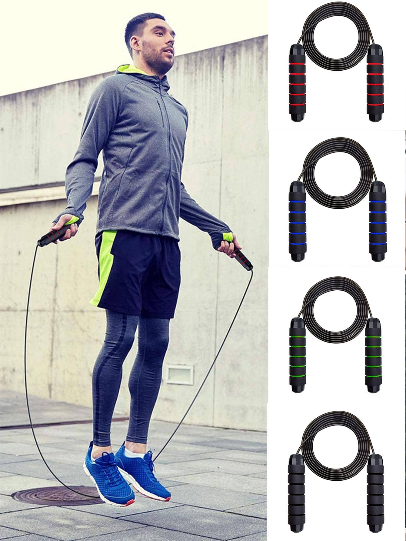 1 Stück Springseil mit griffiger Kugellageraufhängung aus ABS, Fitnesszubehör, Sport, Fitnessstudio, Heimtraining, Springseil