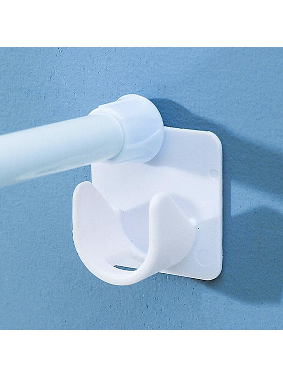 2pcs Solid Shower Curtain Rod Holder, Modern ABS Punchfree Curtain Rod Rack For Bathroom