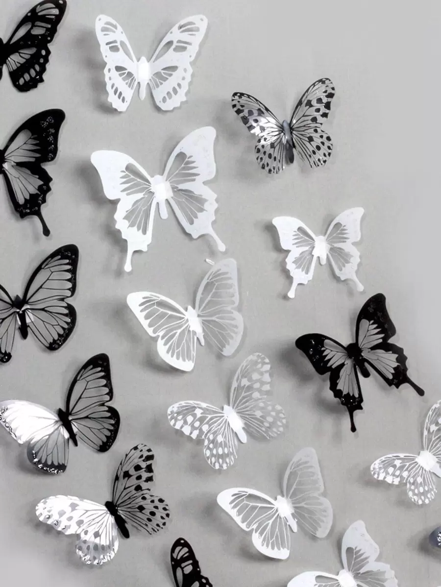 18pcs/Set PVC Butterfly Sticker, Modern Self Adhesive 3D Butterfly Wall Decor For Home,Stickers,Wall Decal,Vinly Decal For Home Decorations,Spring Decoration Items Refesh Your Home,Rama Decoration Stickers