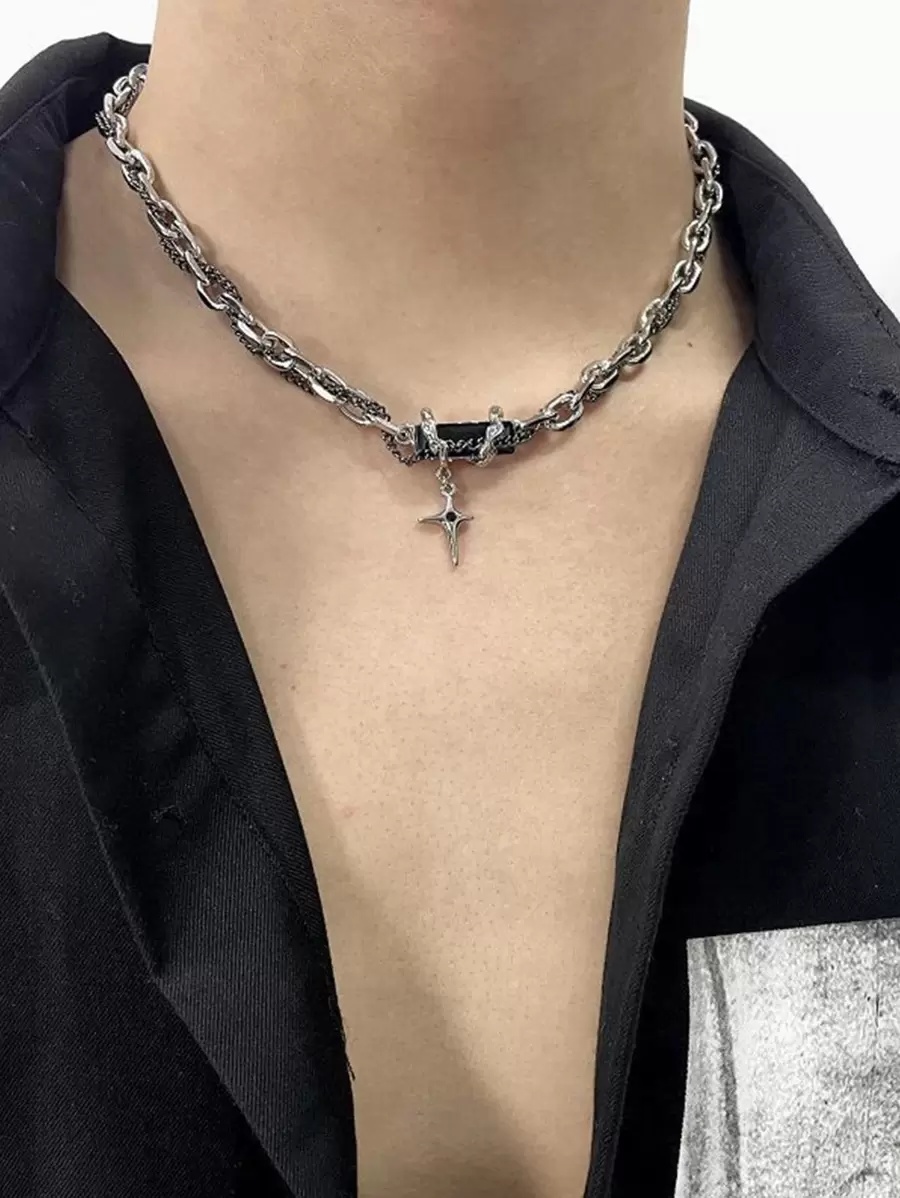 Chunky Thorns Mixed Necklace/Bracelet, Męski Prezent Świąteczny (Akcesoria Europejskie i Amerykańskie Luksusowe Niszowe Hiphopowe Akcesoria Osobowość Minimalistyczny Styl Biżuteria)