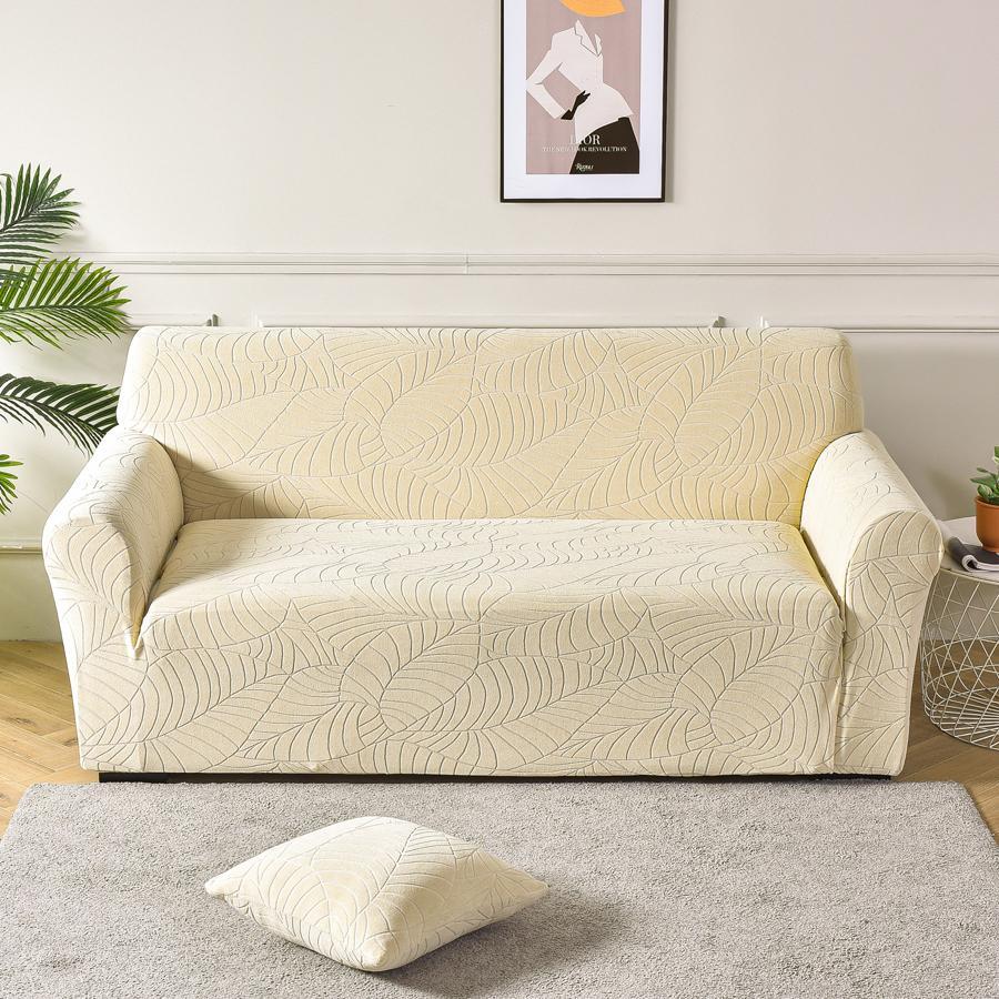 1pc Leaf Pattern Sofa Slipcover, Modern Polyester Stretch Sofa Slipcover For Home
