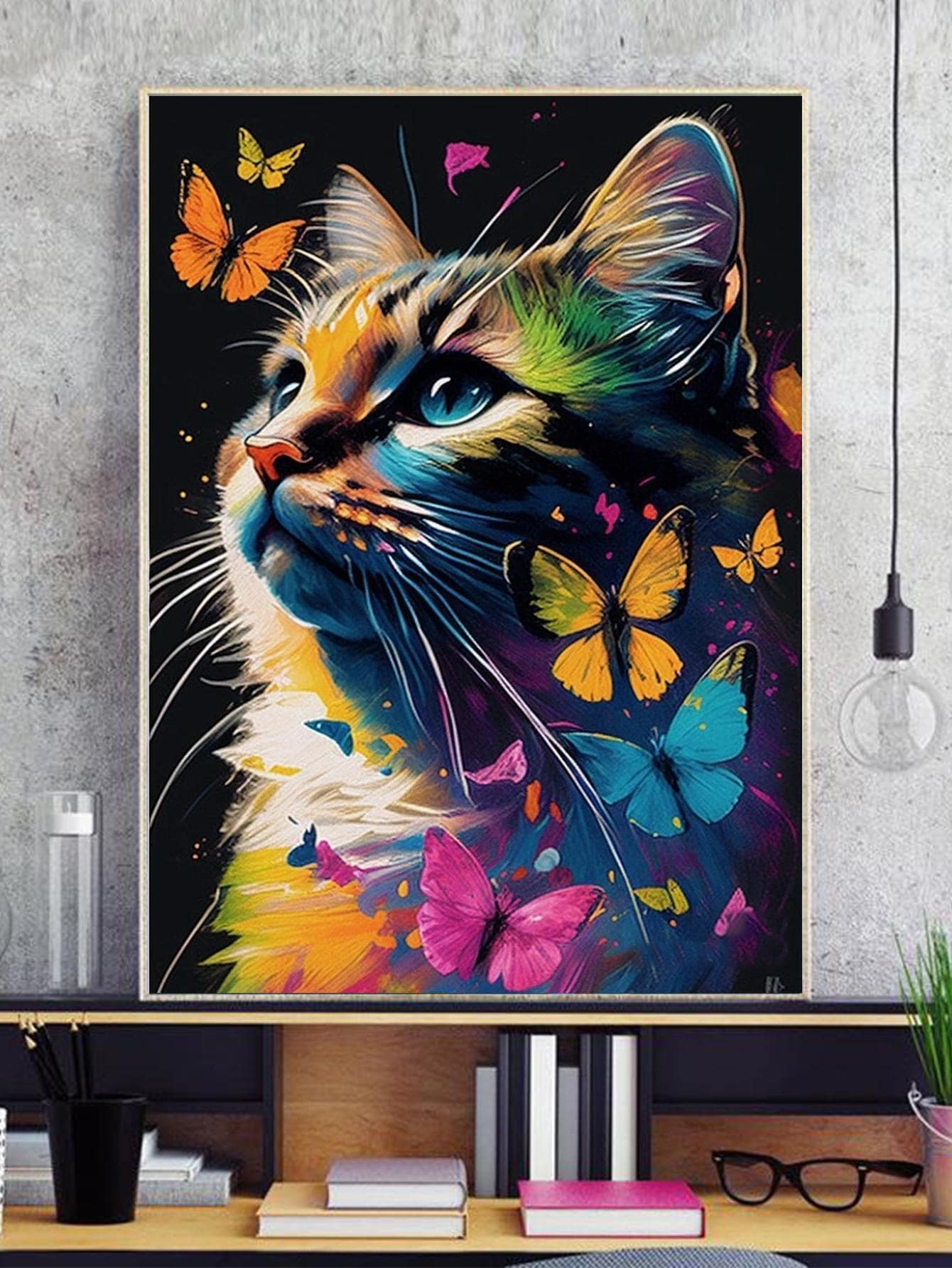 1 Conjunto Pmma Diy Diamante Moderno Padrão De Gato Pintura Diy Diamond Sem Moldura Para Casa