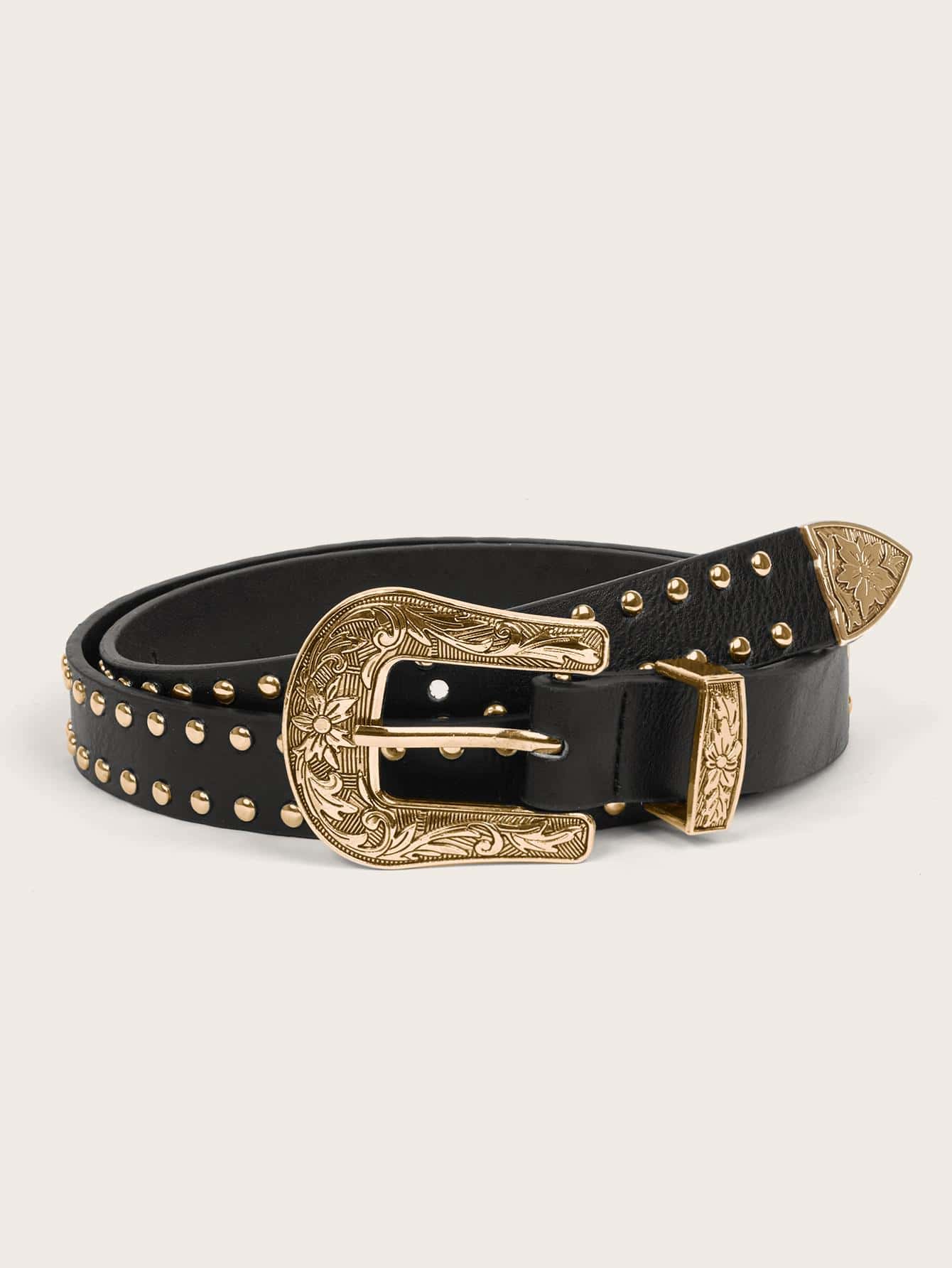 1pc Women Studded Decor Western Buckle Vintage Belt For Daily Life