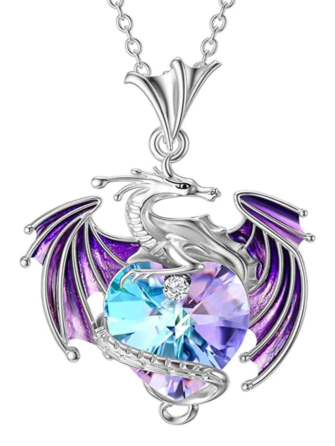 1 piĂšce Exquise dĂ©coration de strass Collier pendentif cĆur et dragon occidental pour femmes pour la dĂ©coration quotidienne de la Saint-Valentin