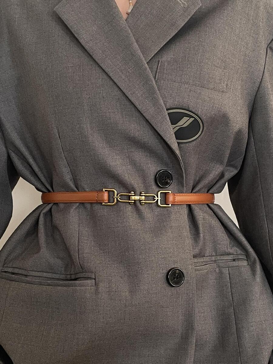 1pc Women Symmetrical Buckle Fashion Belt For Daily Decoration Summer, School