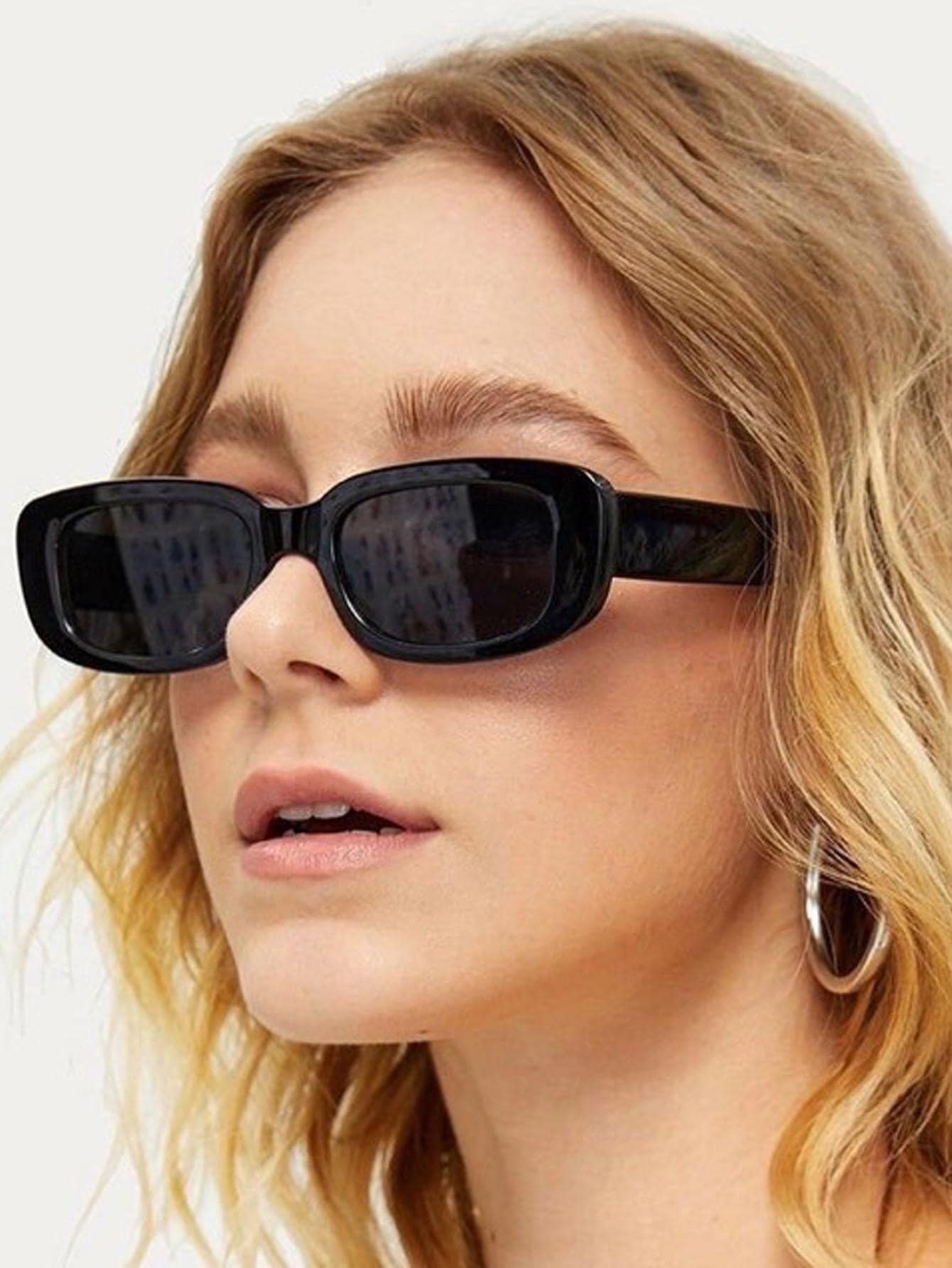 1pc Women's Black Solid Square Frame Fashion Glasses Shades Beach Accessories Beach Accessories For Women Glasses Shades Basics Fall Winter Women Outfits Clothes Business Casual Gifts For Summer Beach Vacation,Outdoor,Travel