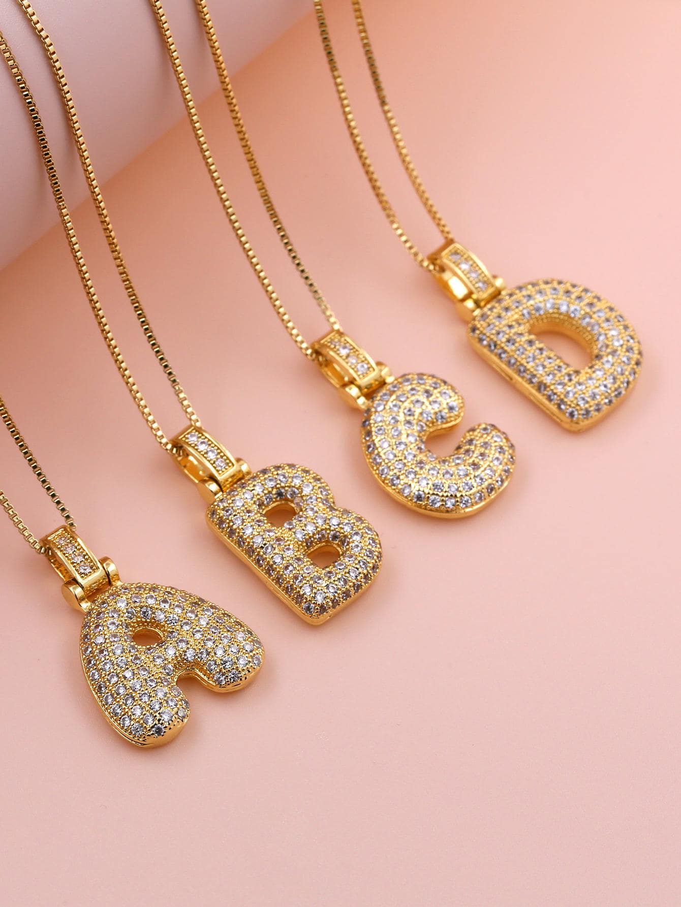Moda Cobre Carta Zircônia Cúbica Colar De Pingente Para Mulheres Para Presente De Aniversário