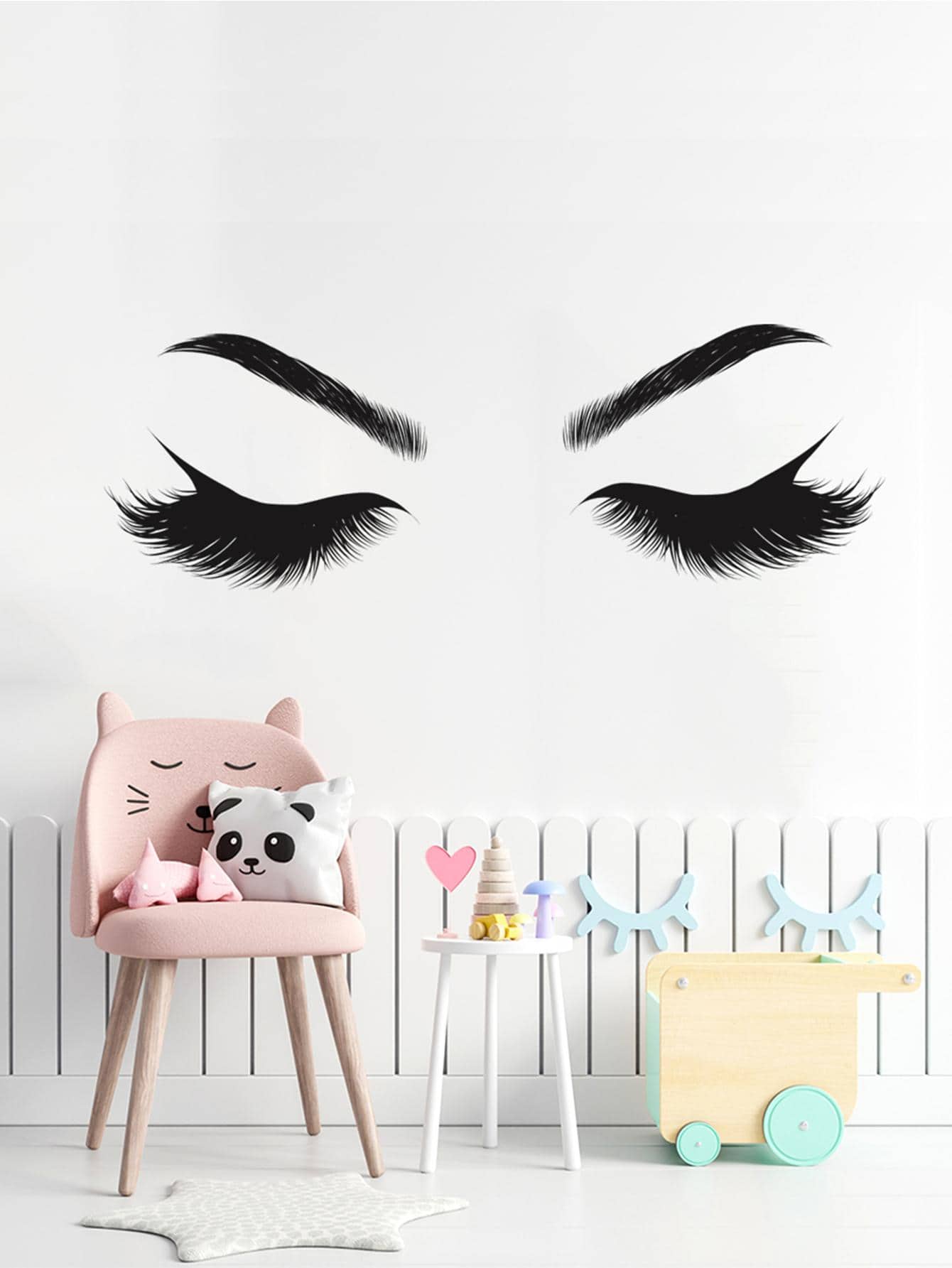 1pc Eyelash Print Wall Sticker, Stickers, Wall Decal, Vinly Decal For Home Decorations, Spring Decoration Items Refresh Your Home, Festival Decoration Stickers Gifts Birthday Graduation